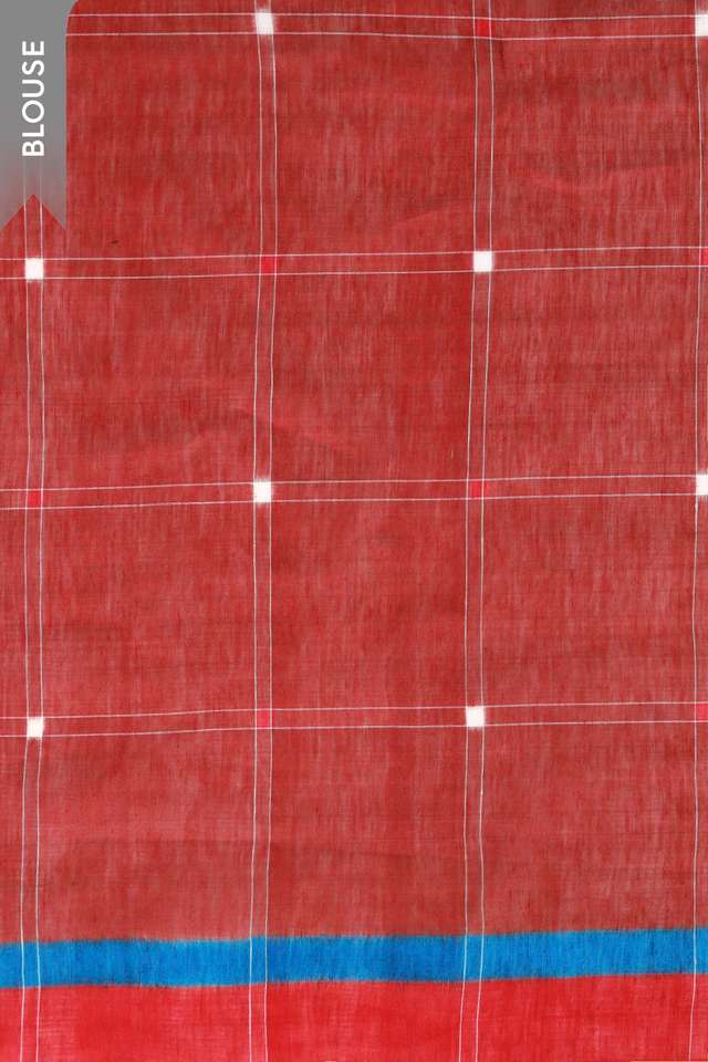 Dark Red Pochampalli Pure Silk Linen Ikat Saree thumbnail image number null
