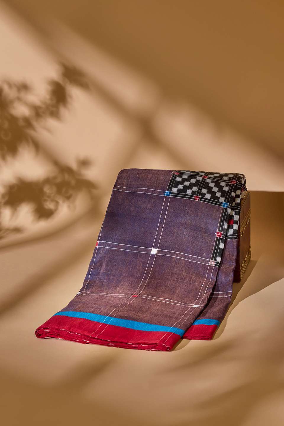 Violet Pochampalli Pure Silk Linen Ikat Saree