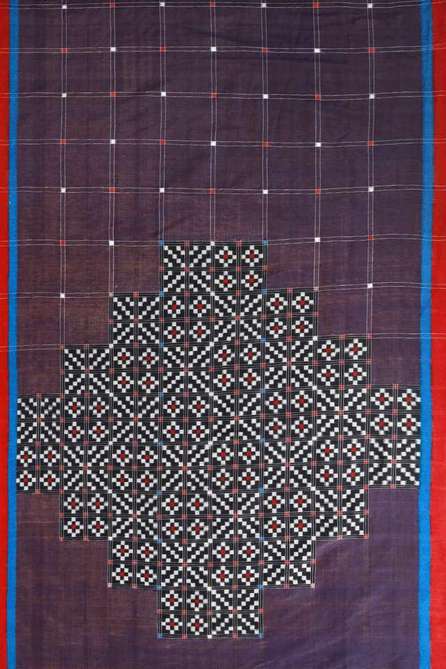 Violet Pochampalli Pure Silk Linen Ikat Saree thumbnail image number null