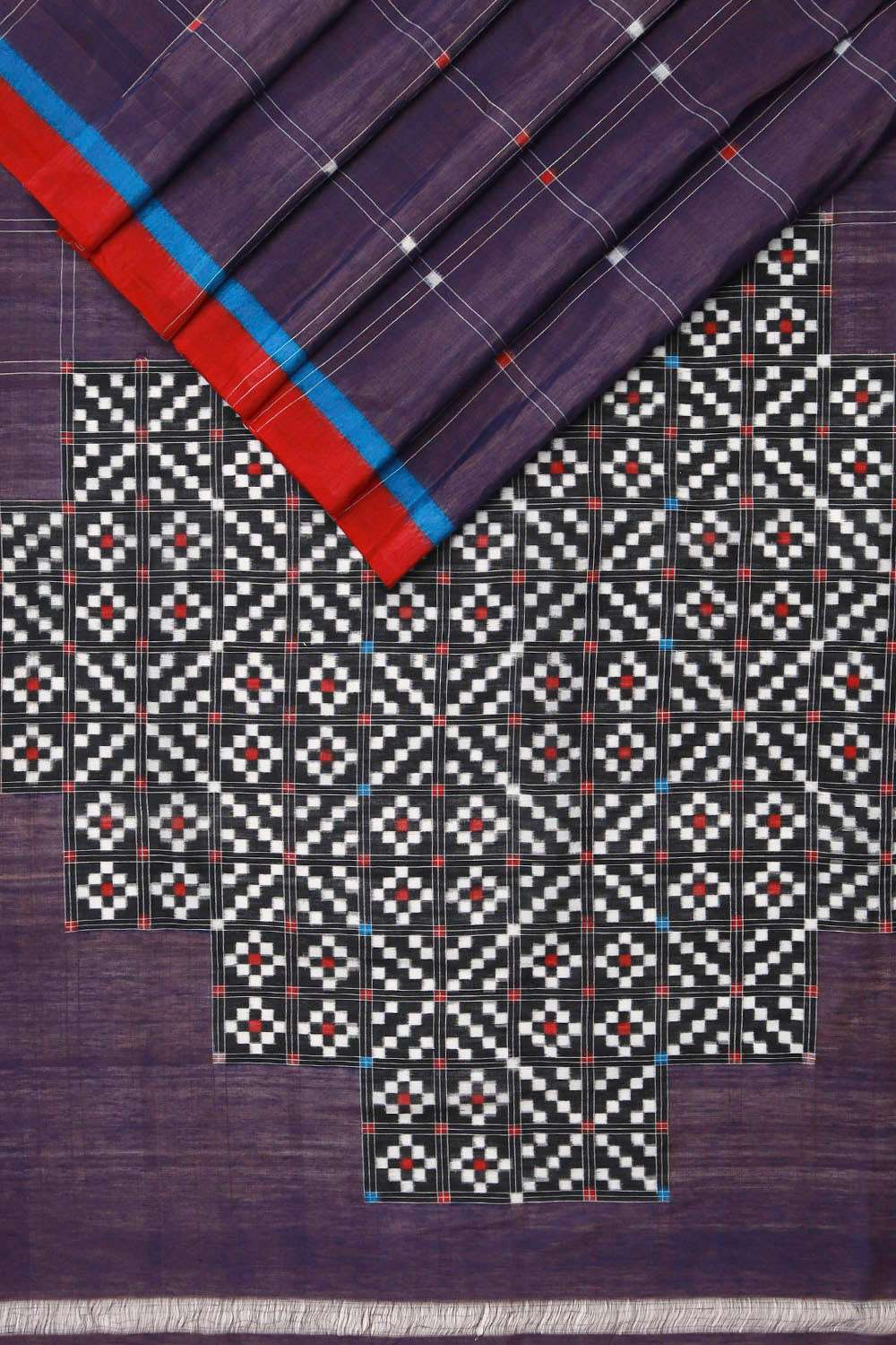 Violet Pochampalli Pure Silk Linen Ikat Saree image number null