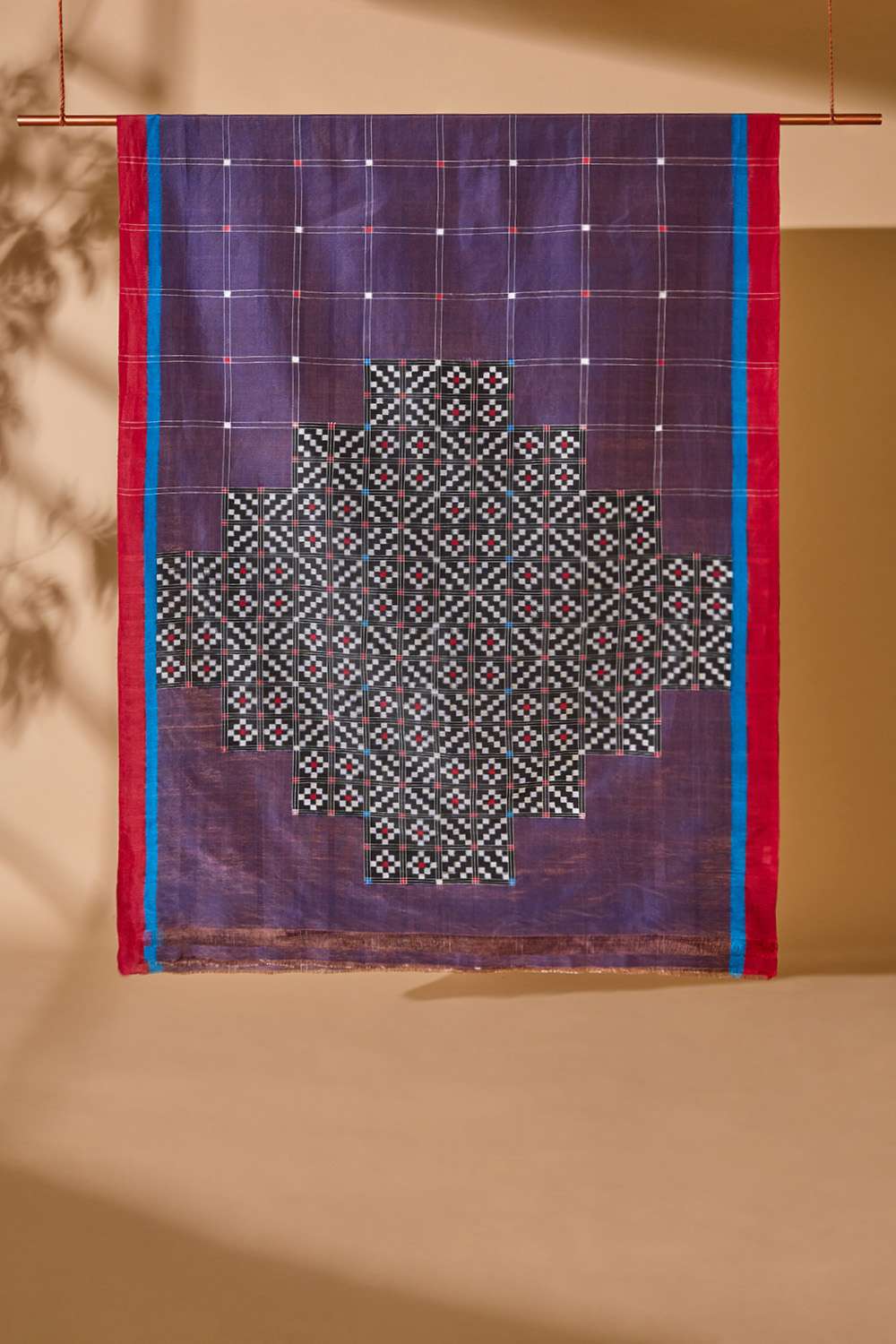 Violet Pochampalli Pure Silk Linen Ikat Saree image number null
