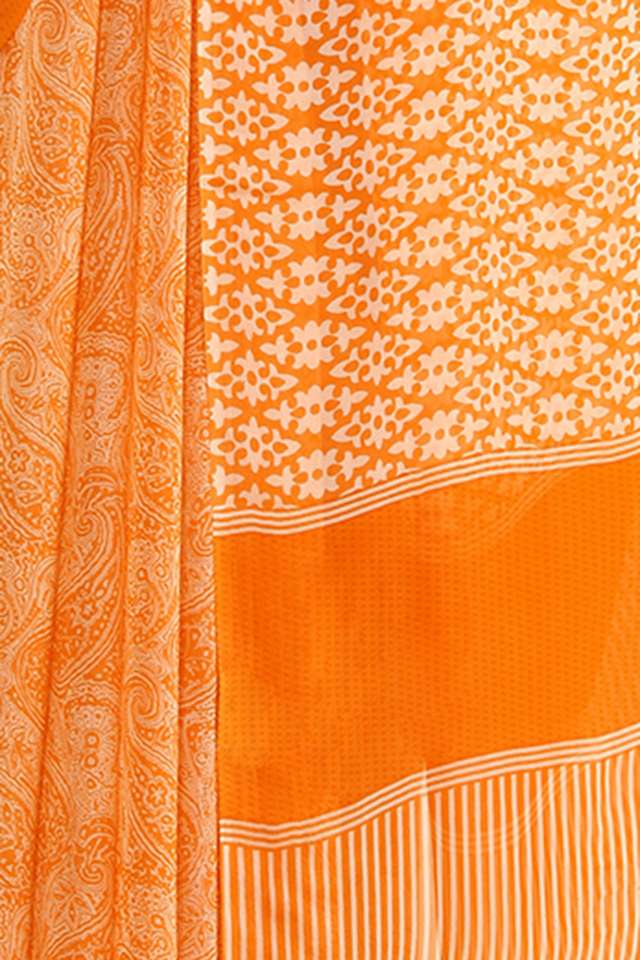 Light Orange Viscose Georgette Printed Saree thumbnail image number null
