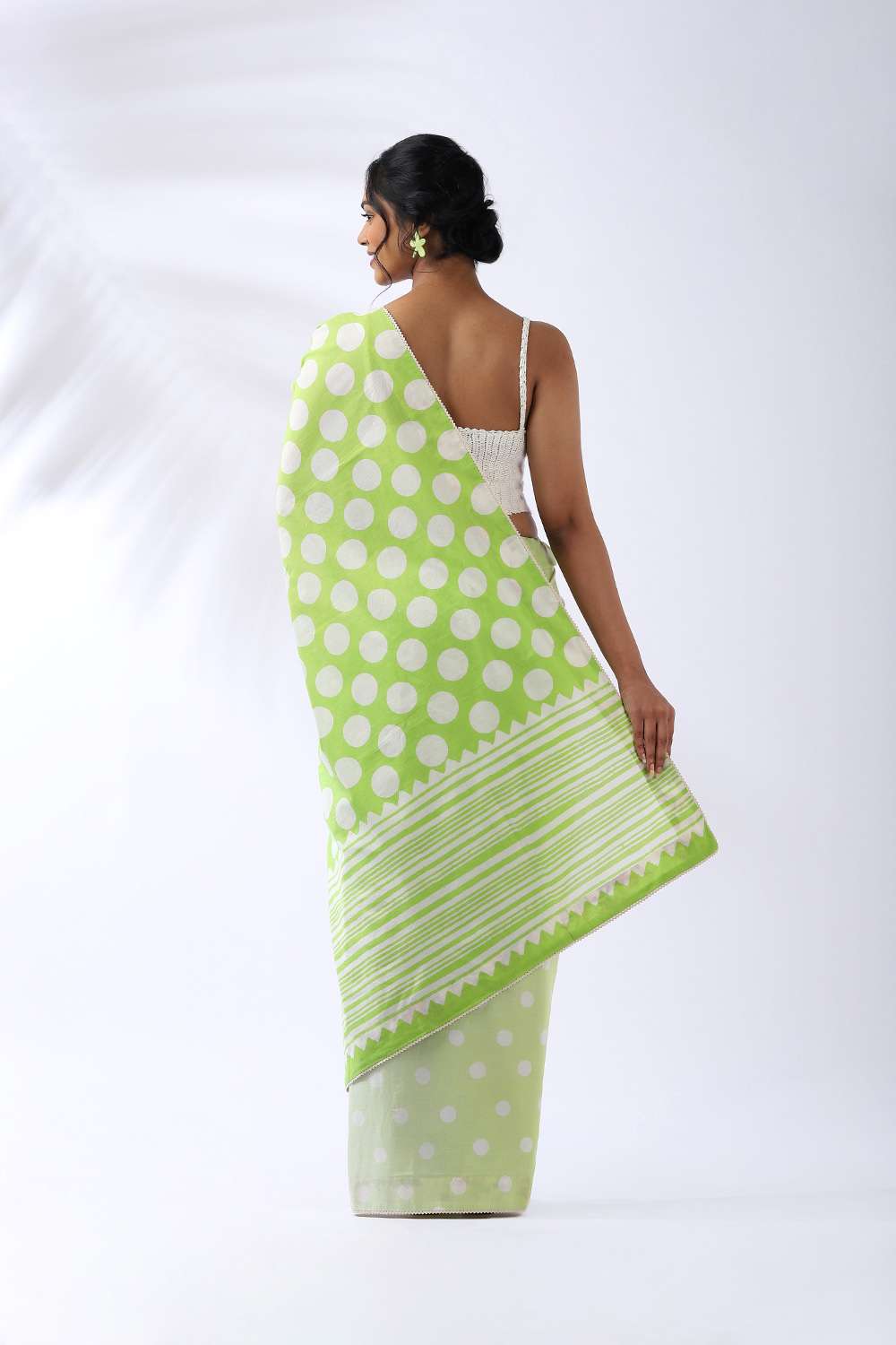Light Green Pure Cotton Hand Printed Saree image number null