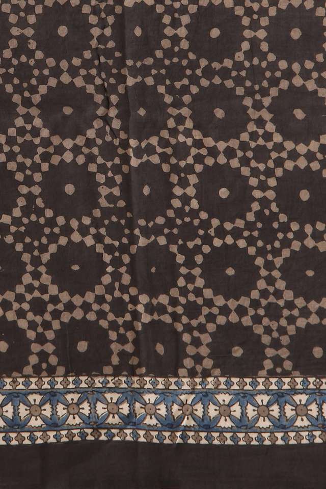 Grey Pure Cotton Ajrakh Printed Saree thumbnail image number null