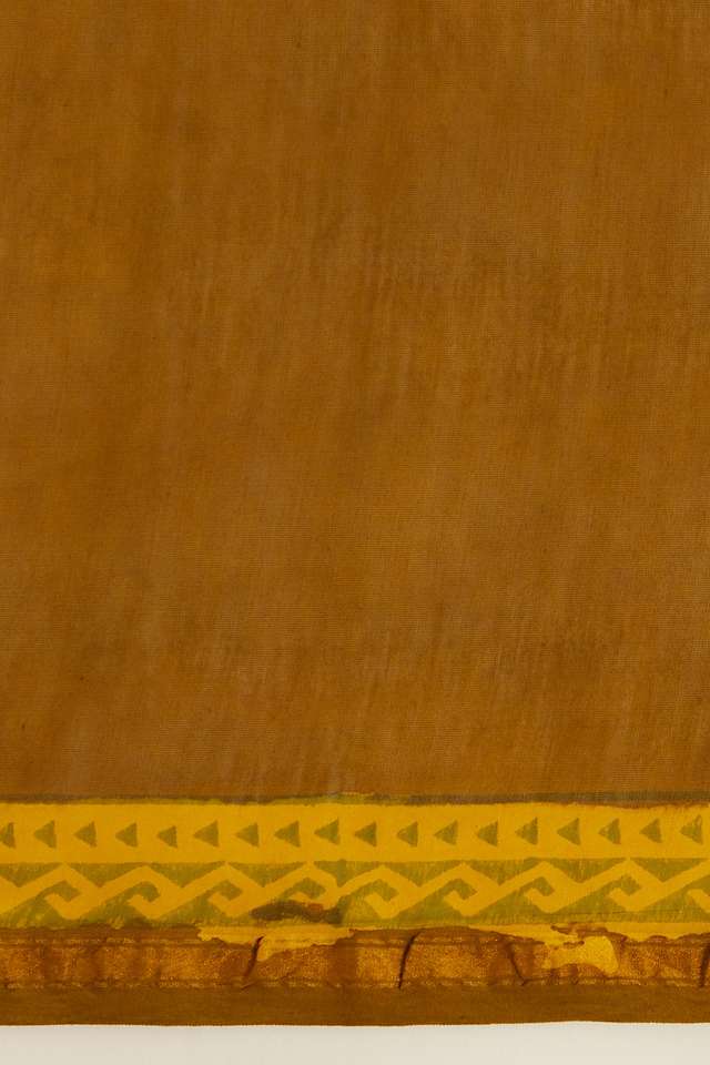 Dark Yellow Pure Silk Cotton Bagru Printed Saree thumbnail image number null