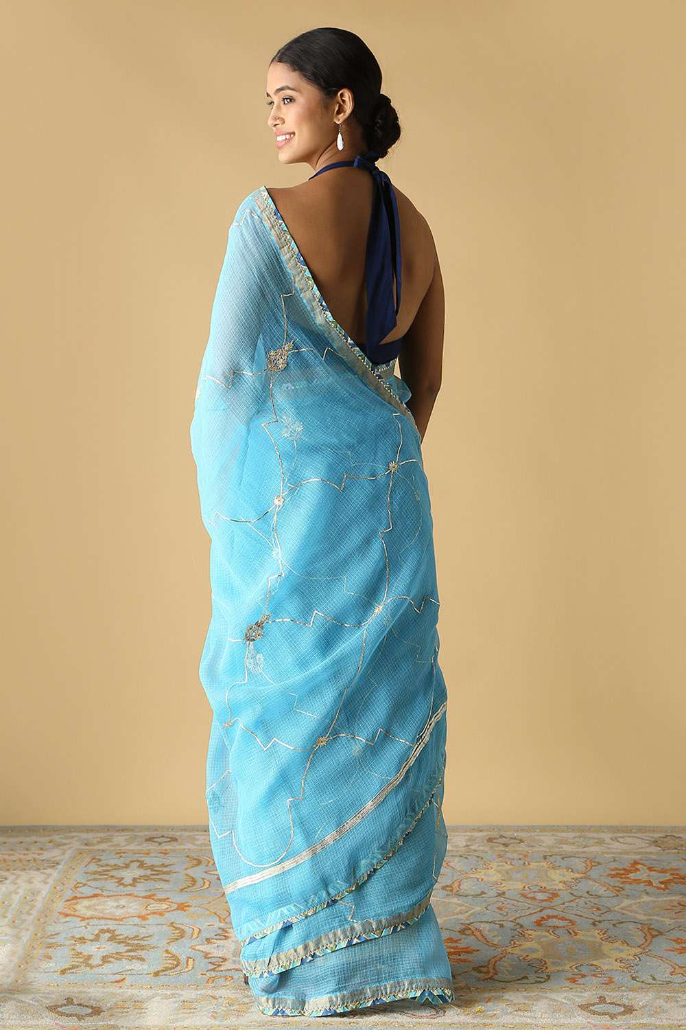 Light Blue Pure Silk Kota Printed Saree image number null