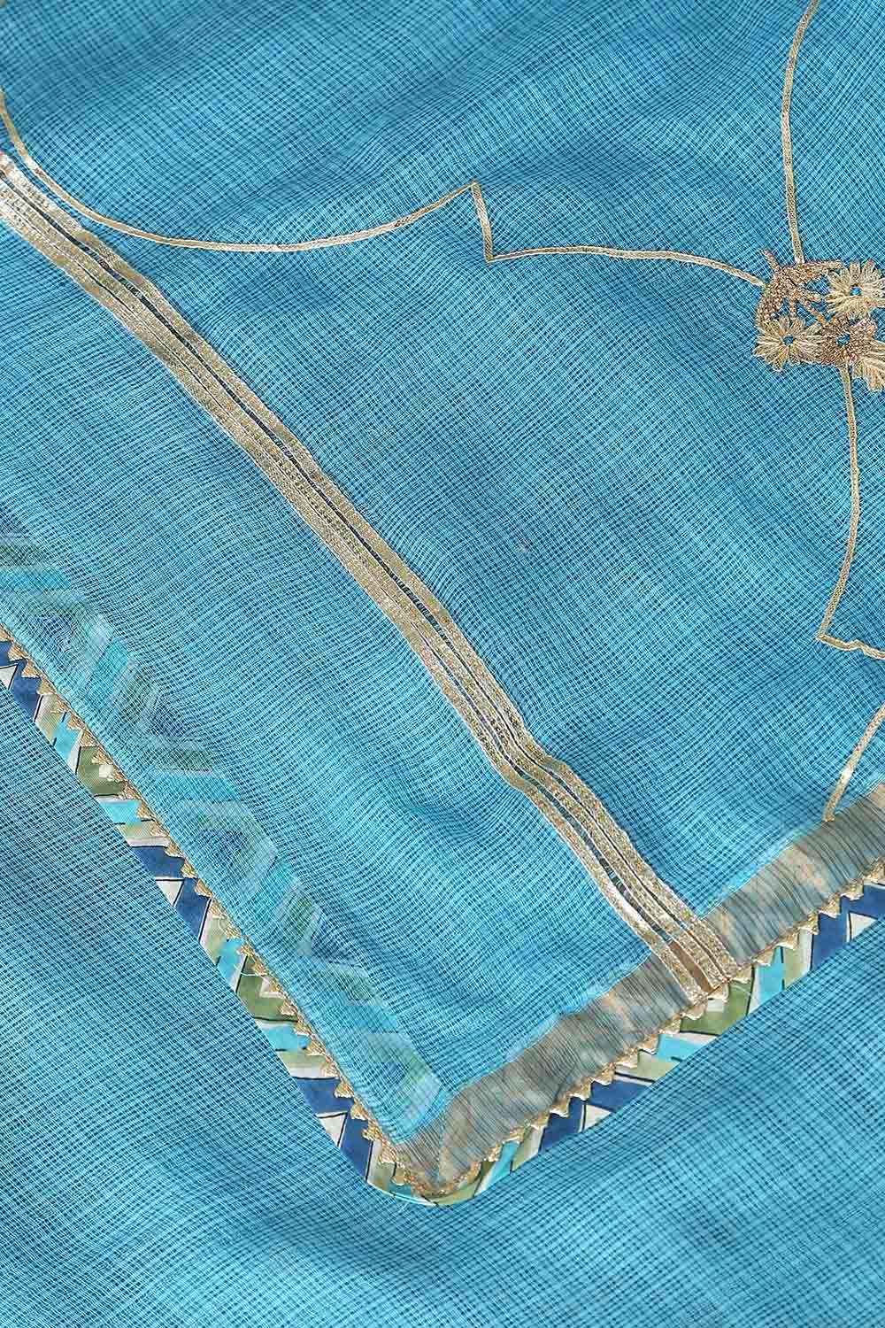 Light Blue Pure Silk Kota Printed Saree image number null