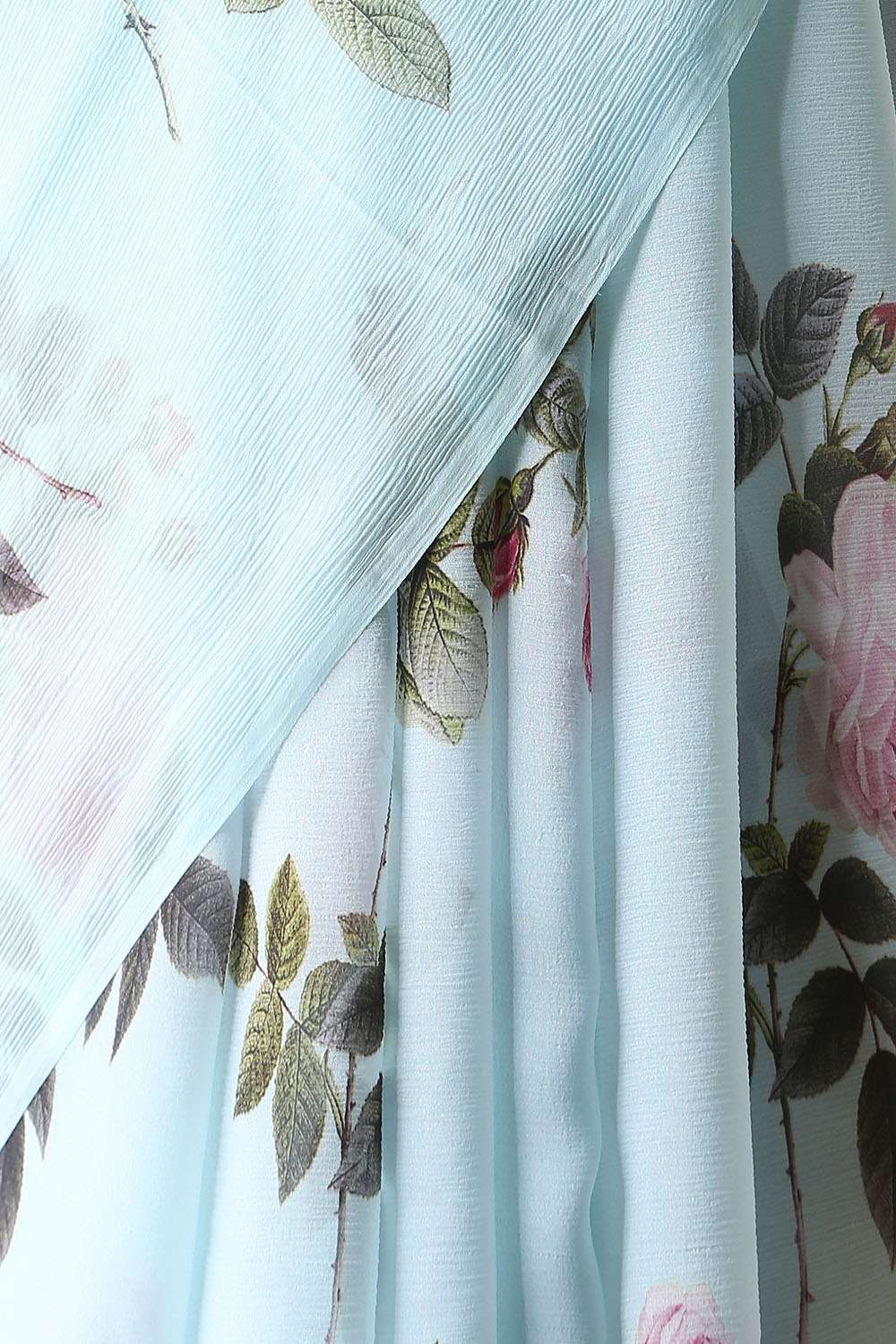 Light Blue Pure Chiffon Digital Printed Saree image number null