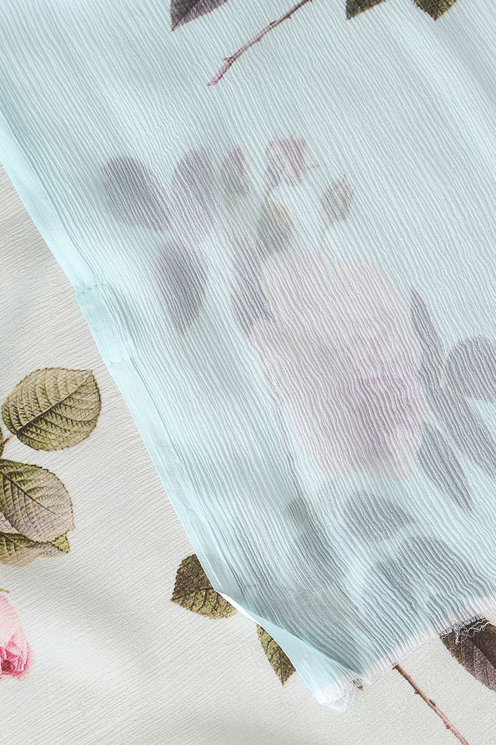Light Blue Pure Chiffon Digital Printed Saree image number null