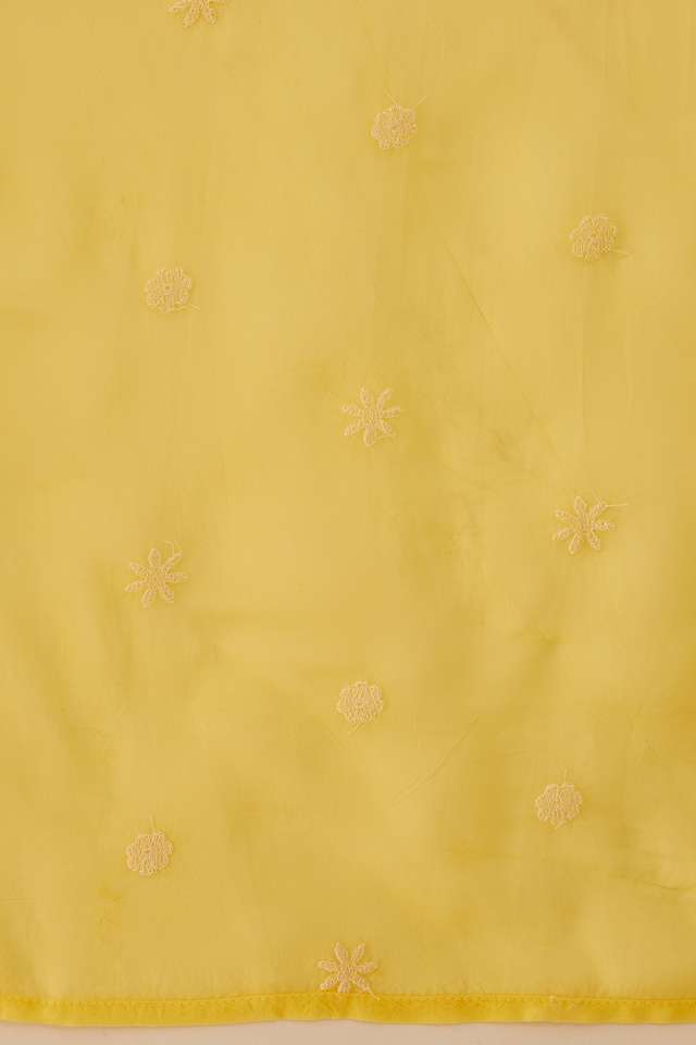 Yellow Viscose Organza Embroidered Saree thumbnail image number null