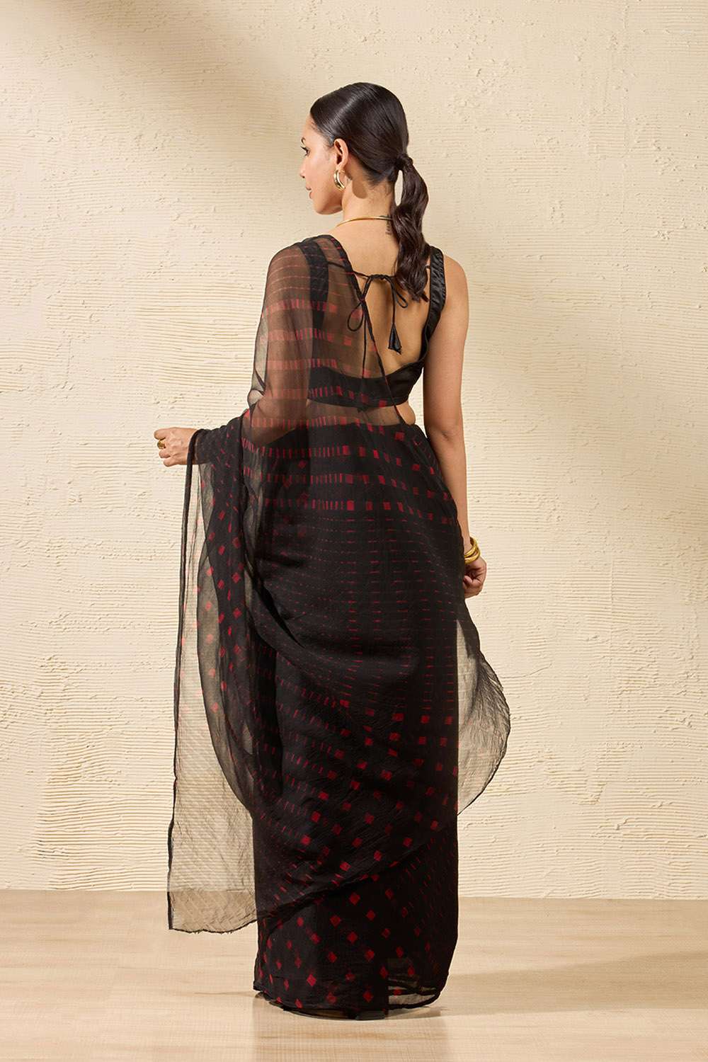 Black Rajasthan Pure Silk Georgette Tie & Dye Leheriya Saree image number null