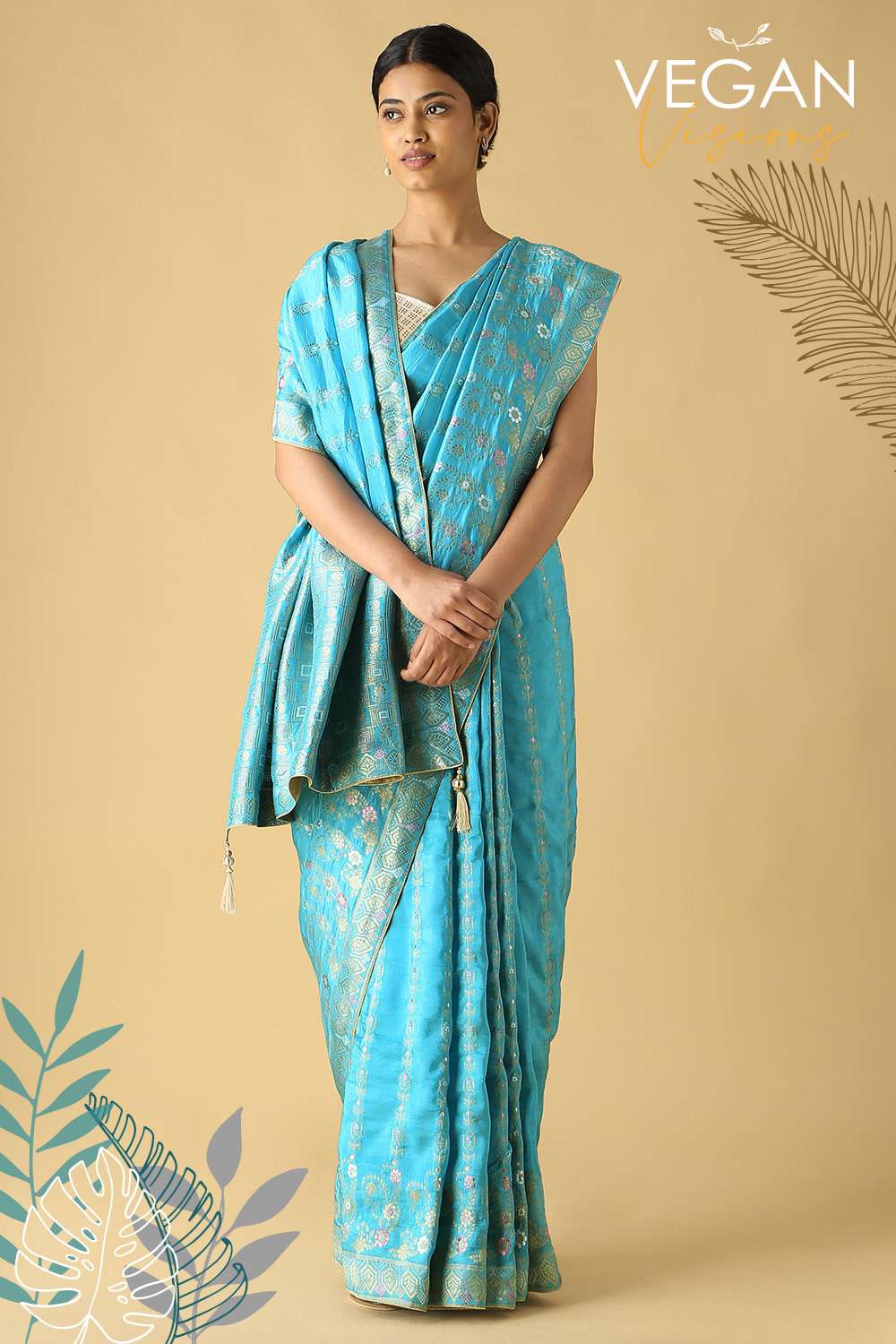 Blue Luxe Woven Saree image number null