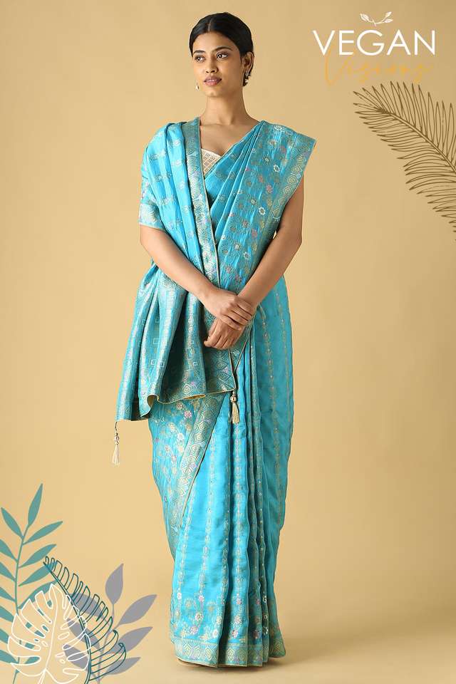 Blue Luxe Woven Saree image number