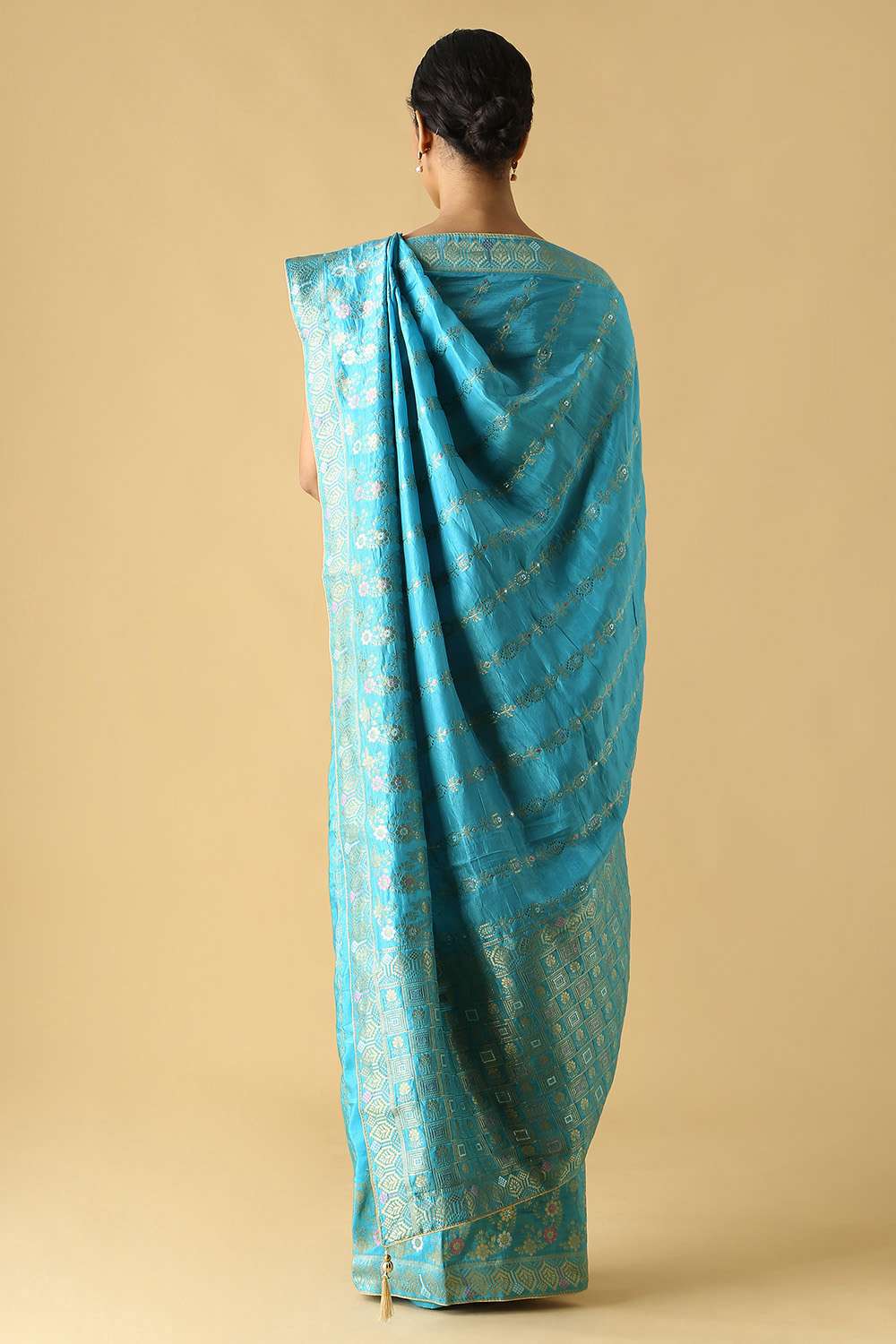 Blue Luxe Woven Saree image number null