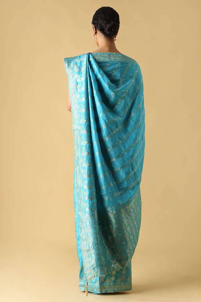 Blue Luxe Woven Saree thumbnail image number null