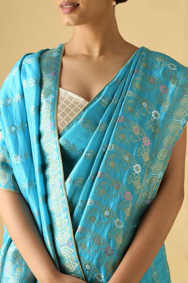 Blue Luxe Woven Saree thumbnail image number null