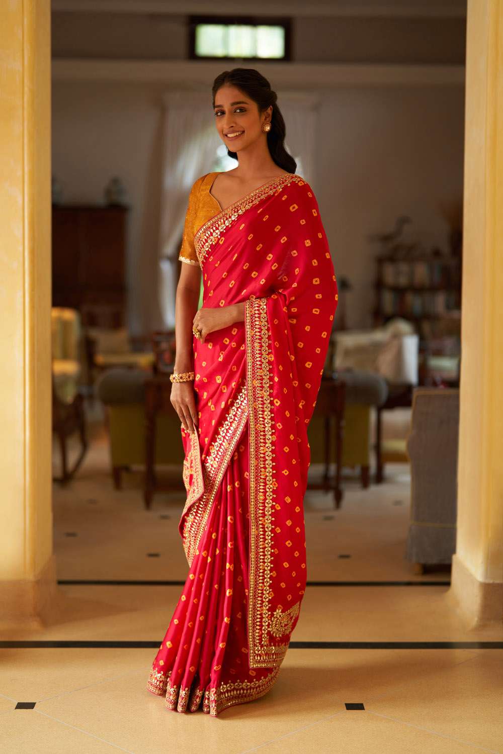 Pink Rajasthan Viscose Tie and Dye Saree image number null