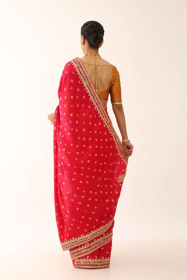 Pink Rajasthan Viscose Tie and Dye Saree thumbnail image number null