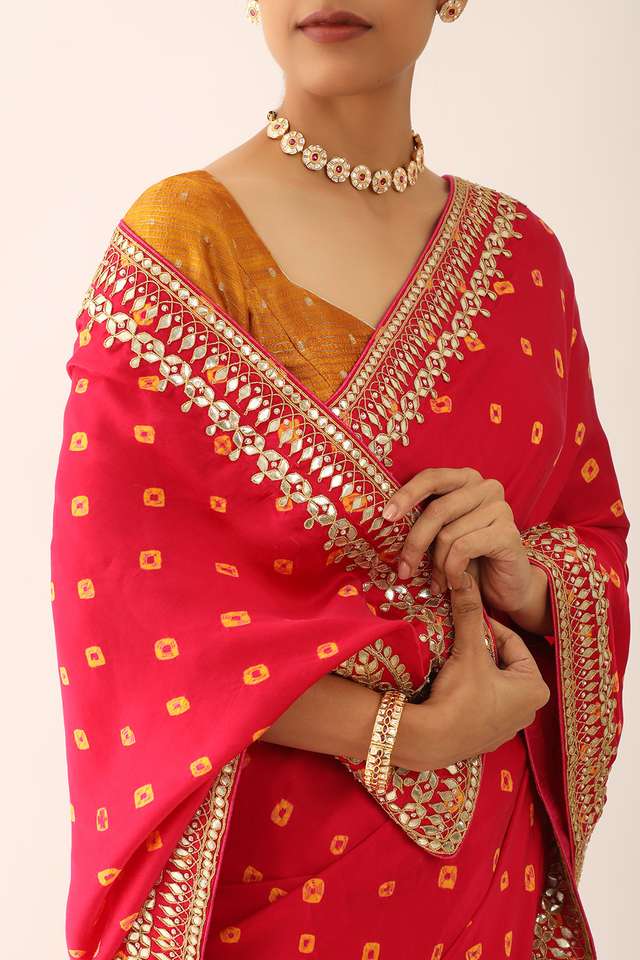 Pink Rajasthan Viscose Tie and Dye Saree thumbnail image number null