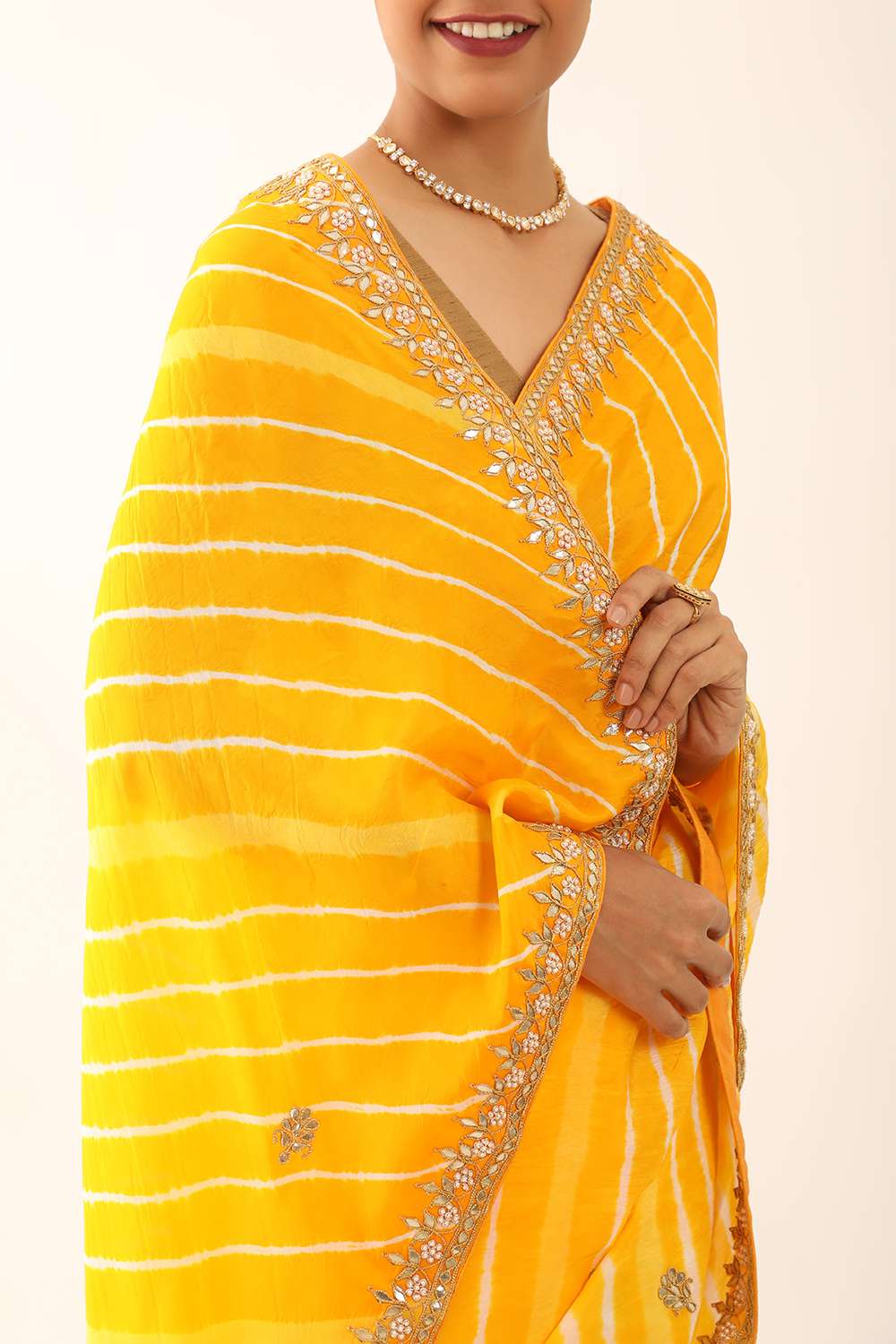 Light Yellow Craft Viscose Leheriya Saree image number null