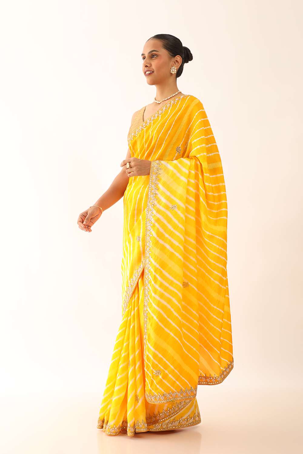 Light Yellow Craft Viscose Leheriya Saree image number null