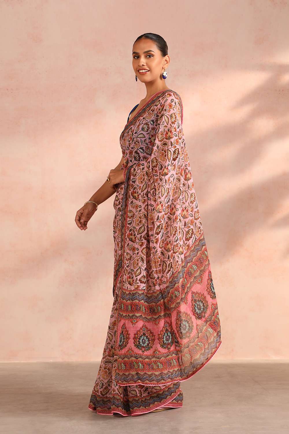 Pink Gujarat Printed Viscose Georgette Saree image number null