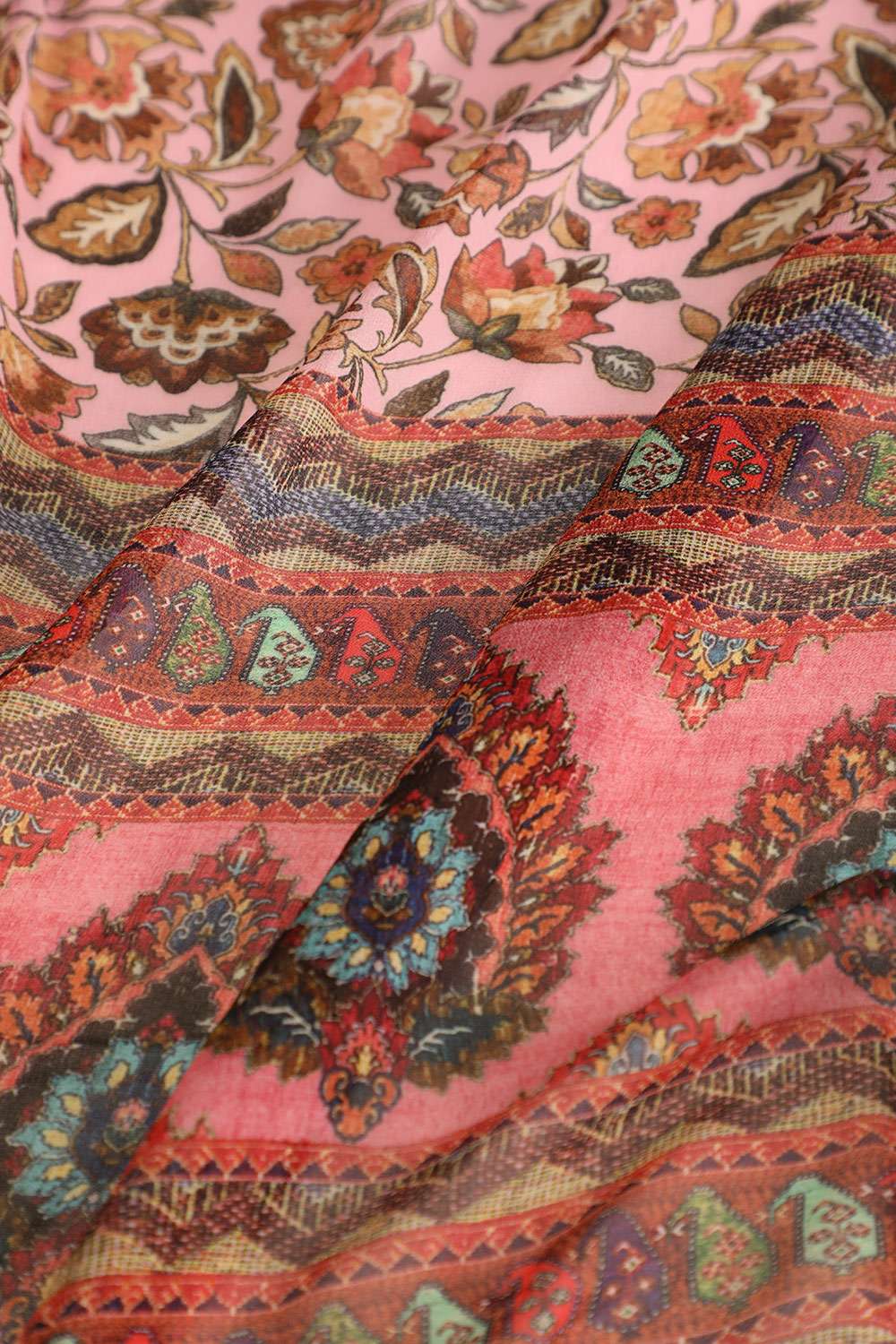 Pink Gujarat Printed Viscose Georgette Saree image number null