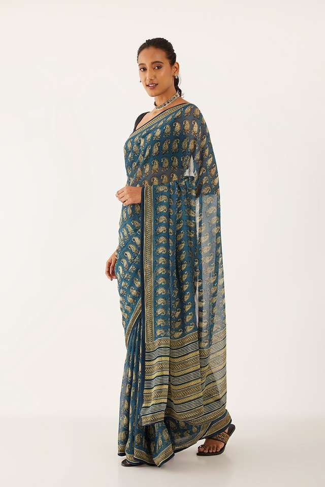 Grey Viscose Georgette Digital Printed  Saree thumbnail image number null