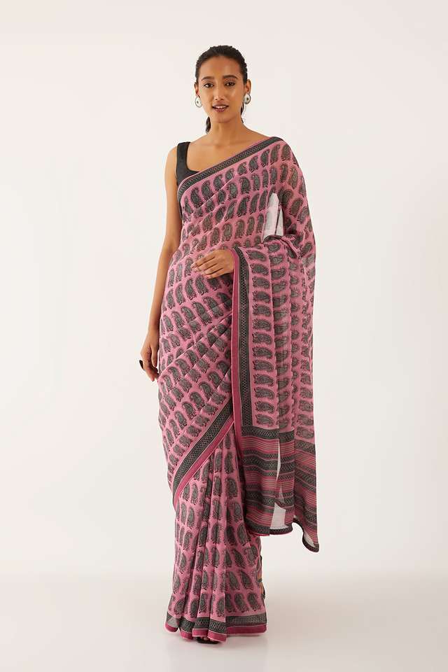 Pink Viscose Georgette Digital Printed  Saree image number