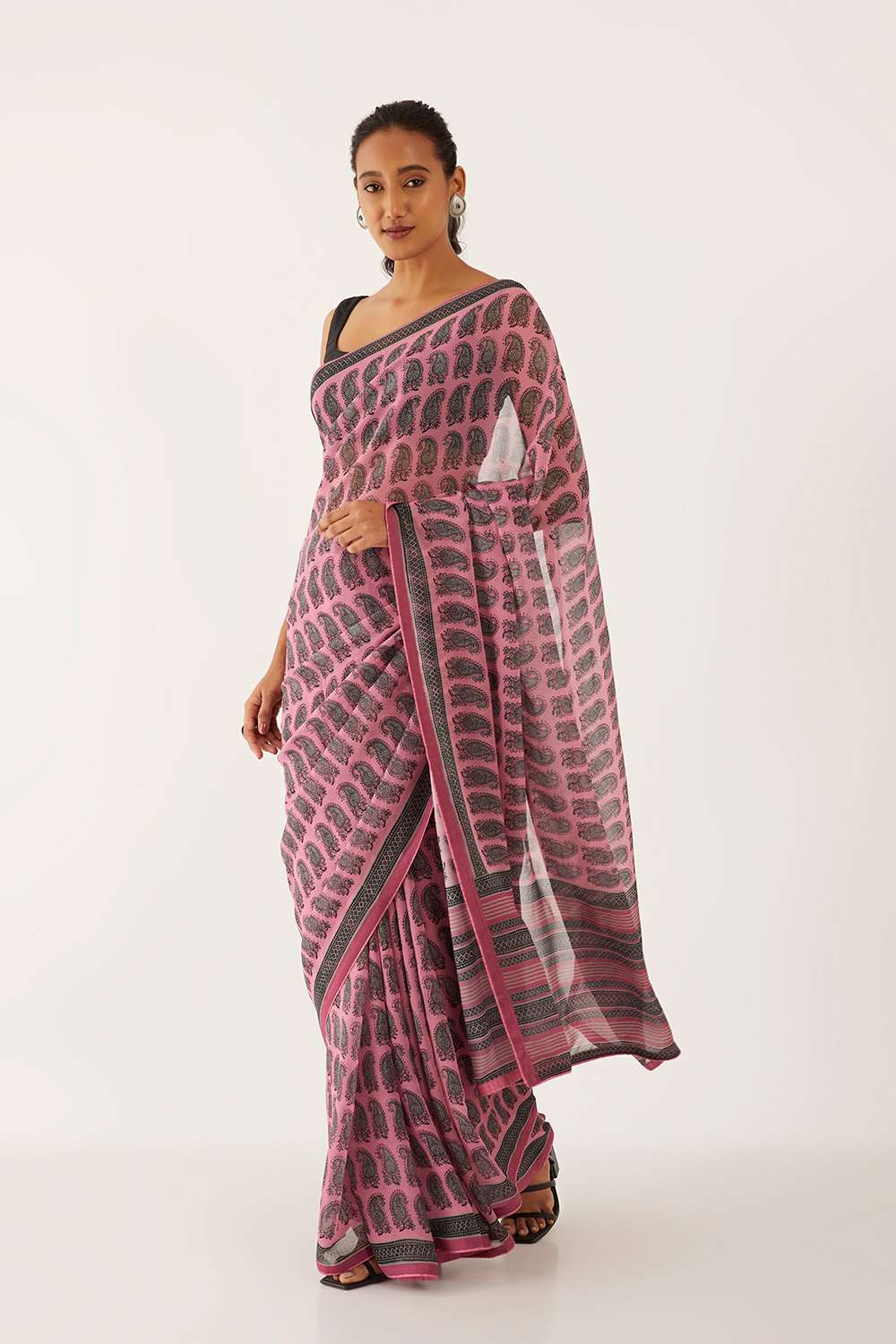 Pink Viscose Georgette Digital Printed  Saree image number null