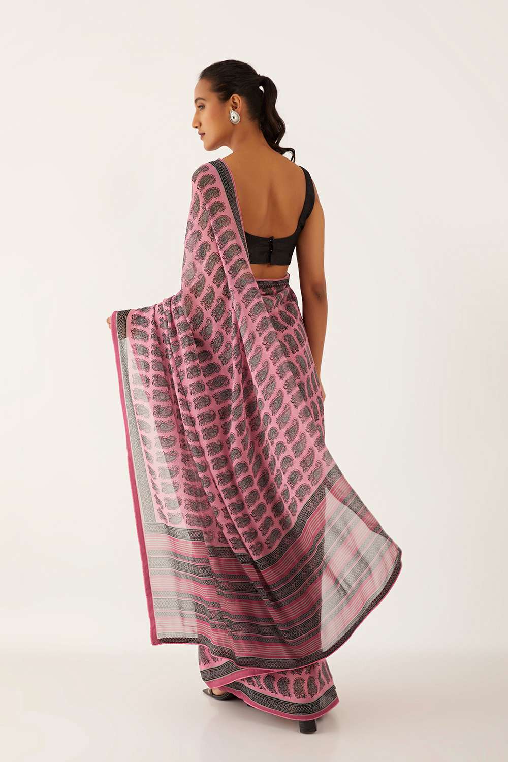 Pink Viscose Georgette Digital Printed  Saree image number null