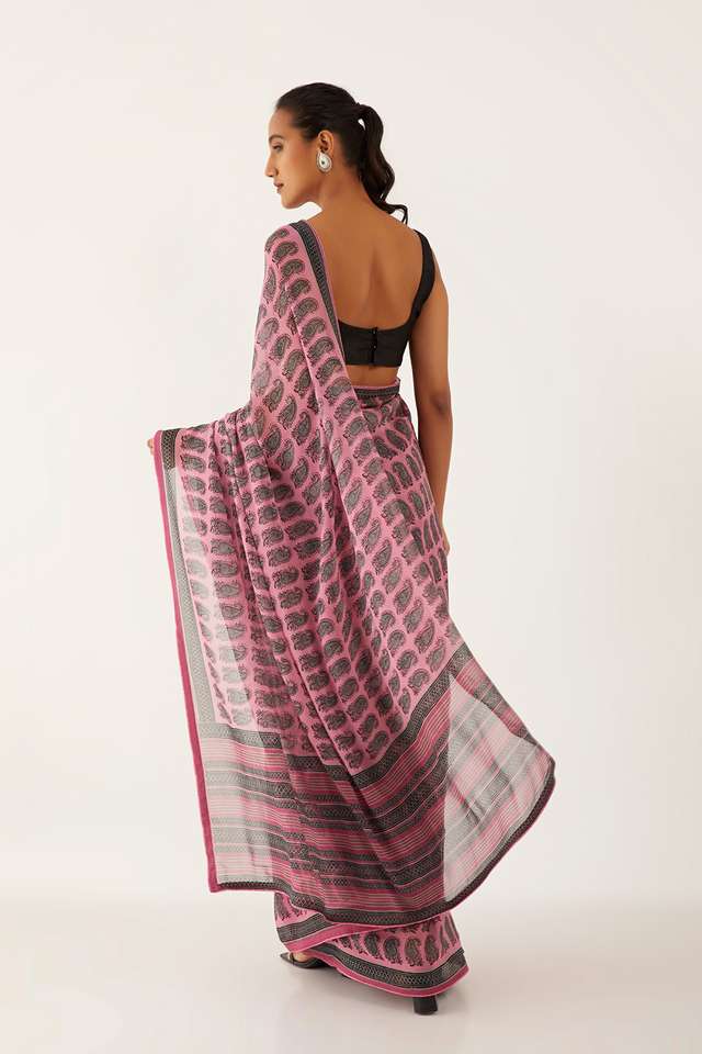 Pink Viscose Georgette Digital Printed  Saree thumbnail image number null