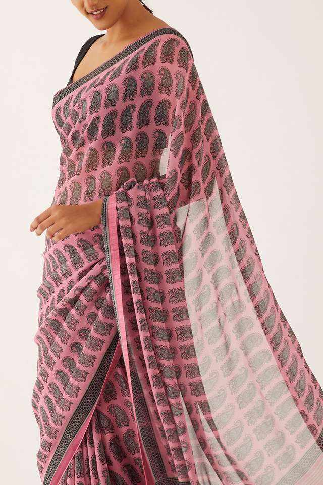 Pink Viscose Georgette Digital Printed  Saree thumbnail image number null