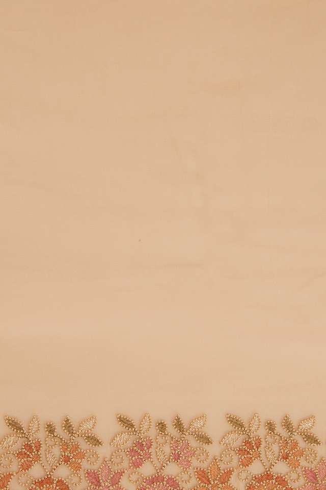 Light Beige Viscose Georgette Embroidered Saree thumbnail image number null