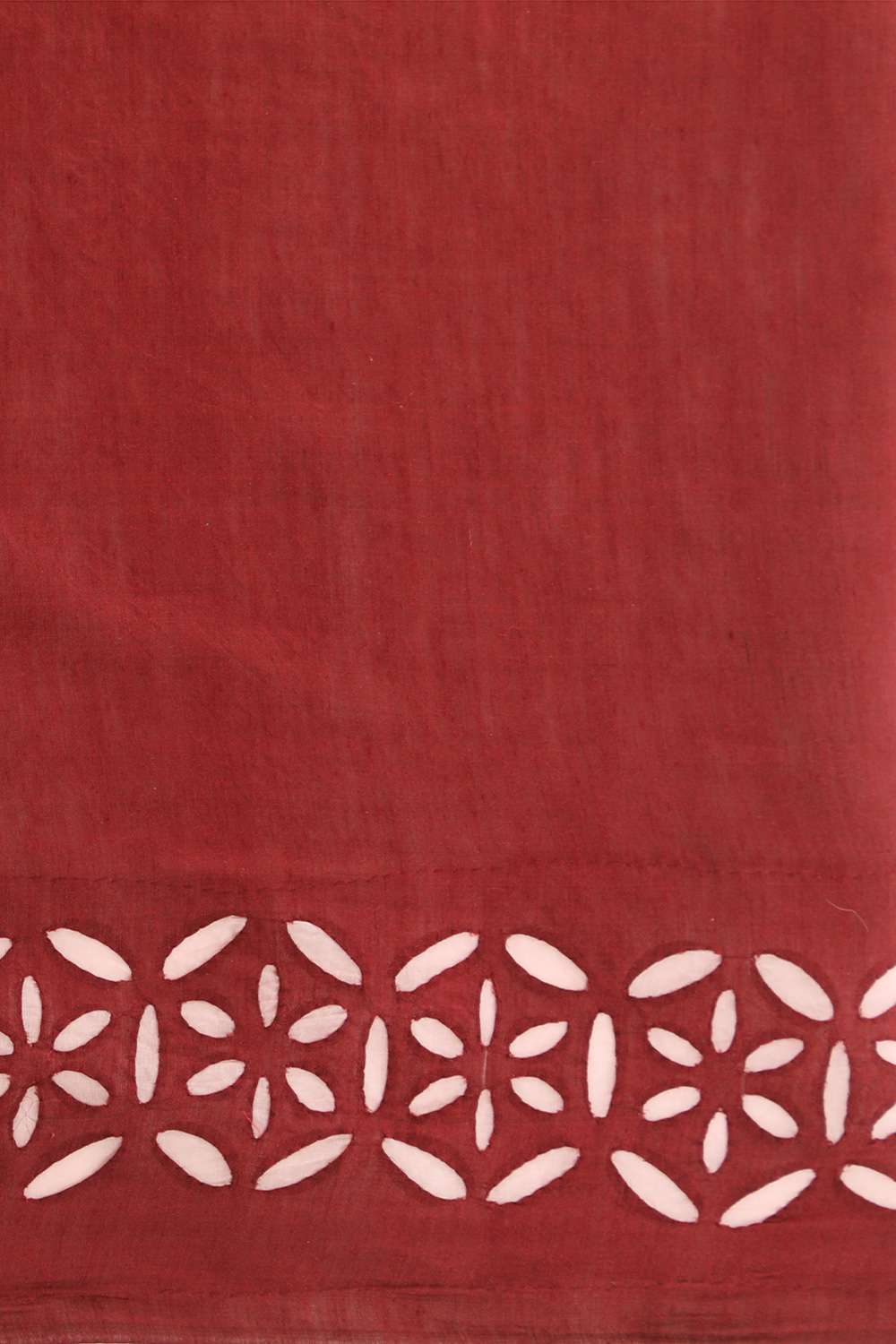 Dark Red Craft Pure Tussar Silk Applique Saree image number null