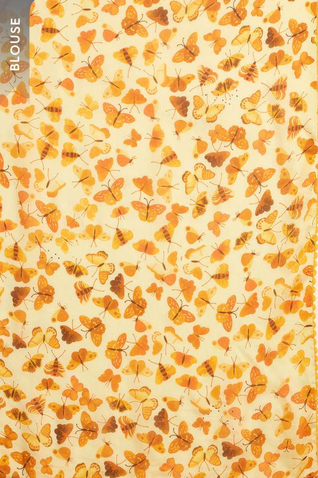Yellow Printed Viscose Crepe Saree thumbnail image number null