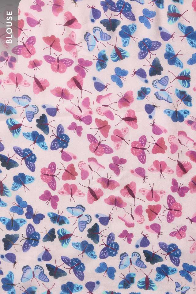 Pink Printed Viscose Crepe Saree thumbnail image number null