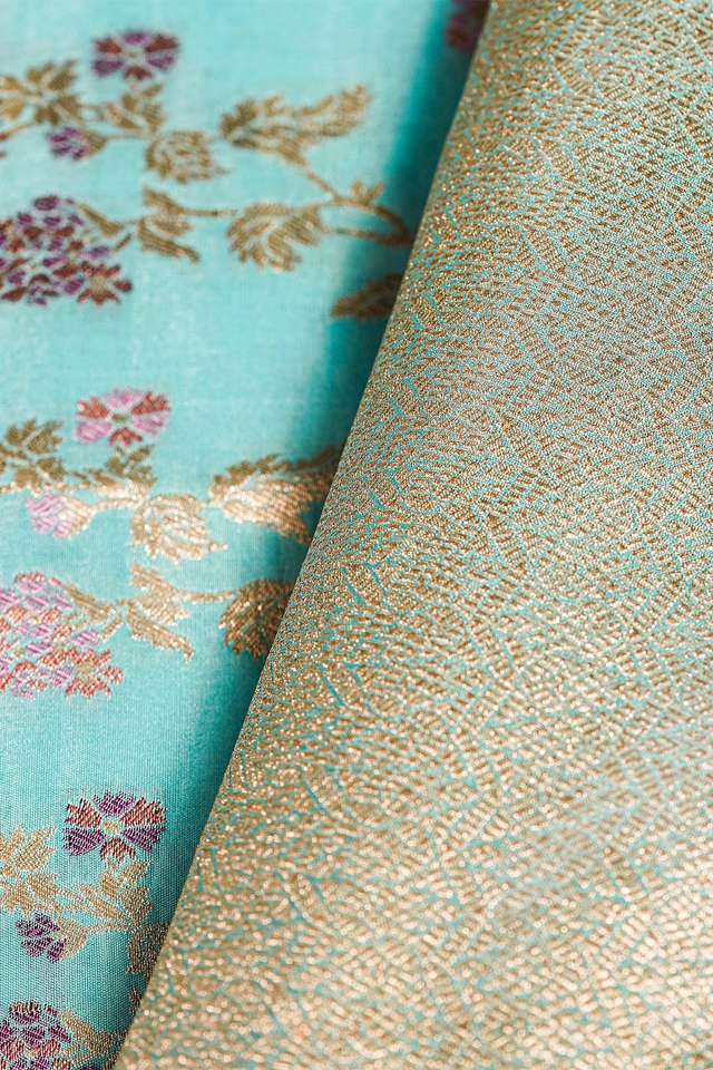 Light Blue Pure Silk Cutwork Banarasi Saree thumbnail image number null