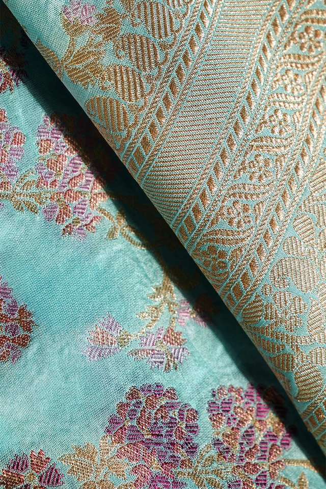 Light Blue Pure Silk Cutwork Banarasi Saree thumbnail image number null
