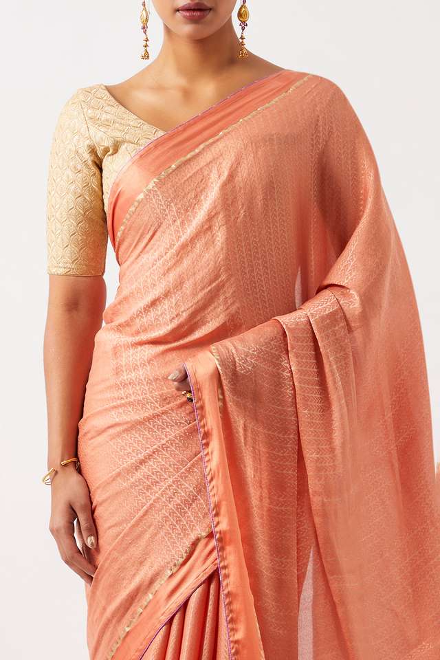 Light Pink Pure Crepe Woven Saree image number