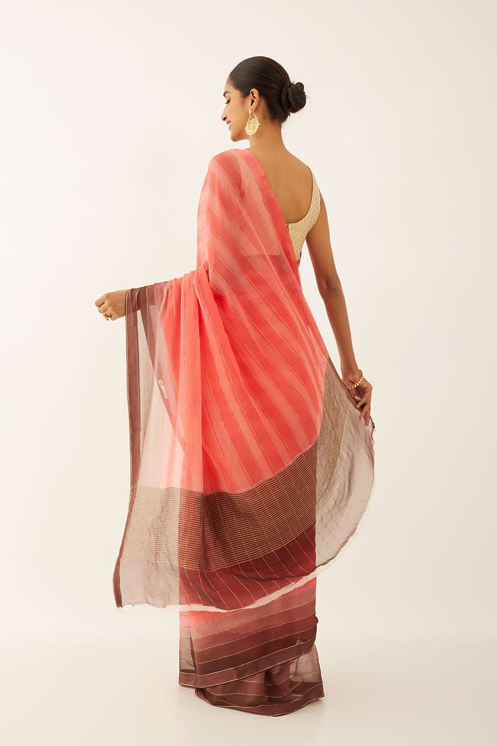 Orange Pure Chiffon Woven Saree image number null