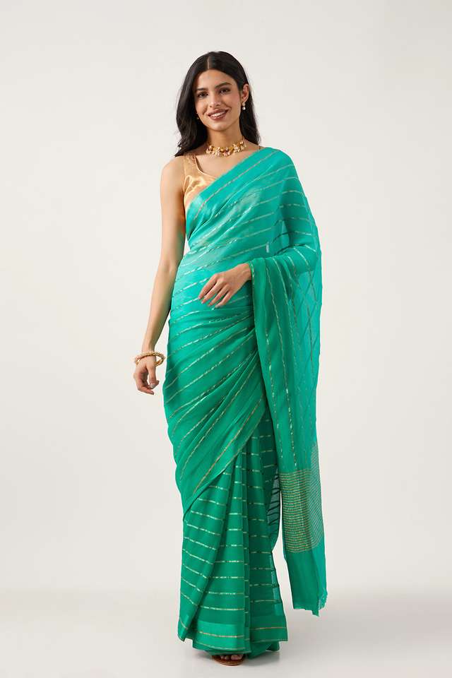 Green Pure Chiffon Woven Saree thumbnail image number null