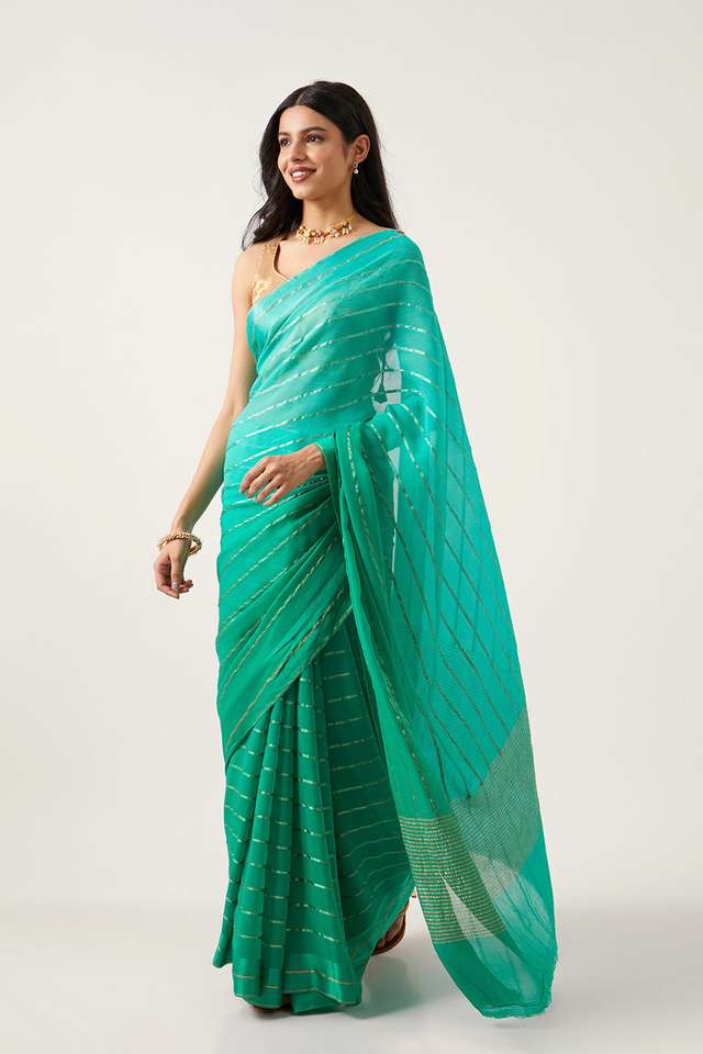 Green Pure Chiffon Woven Saree thumbnail image number null