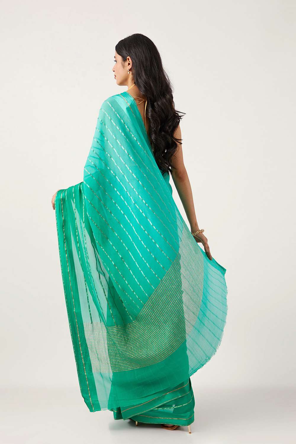 Green Pure Chiffon Woven Saree image number null