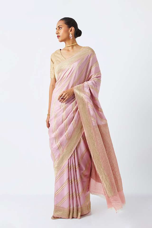 Light Pink Pure Crepe Embroidered Saree thumbnail image number null