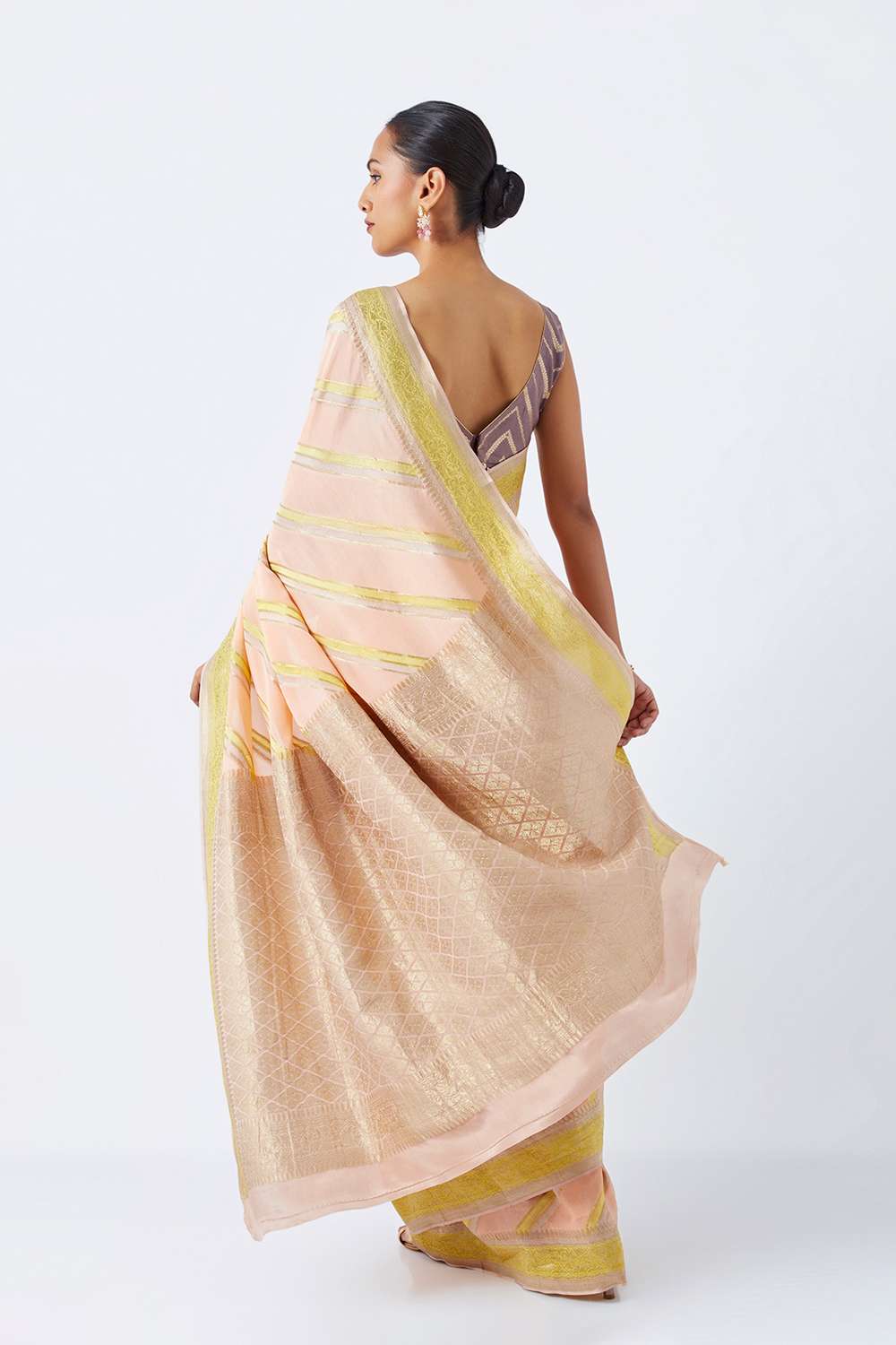 Light Orange Pure Crepe Embroidered Saree image number null