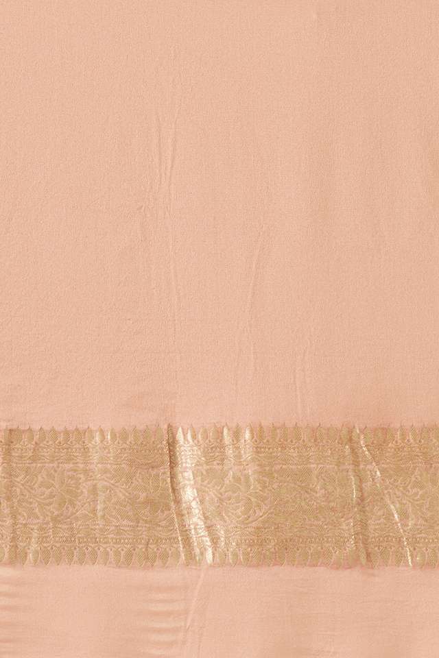 Light Orange Pure Crepe Embroidered Saree thumbnail image number null