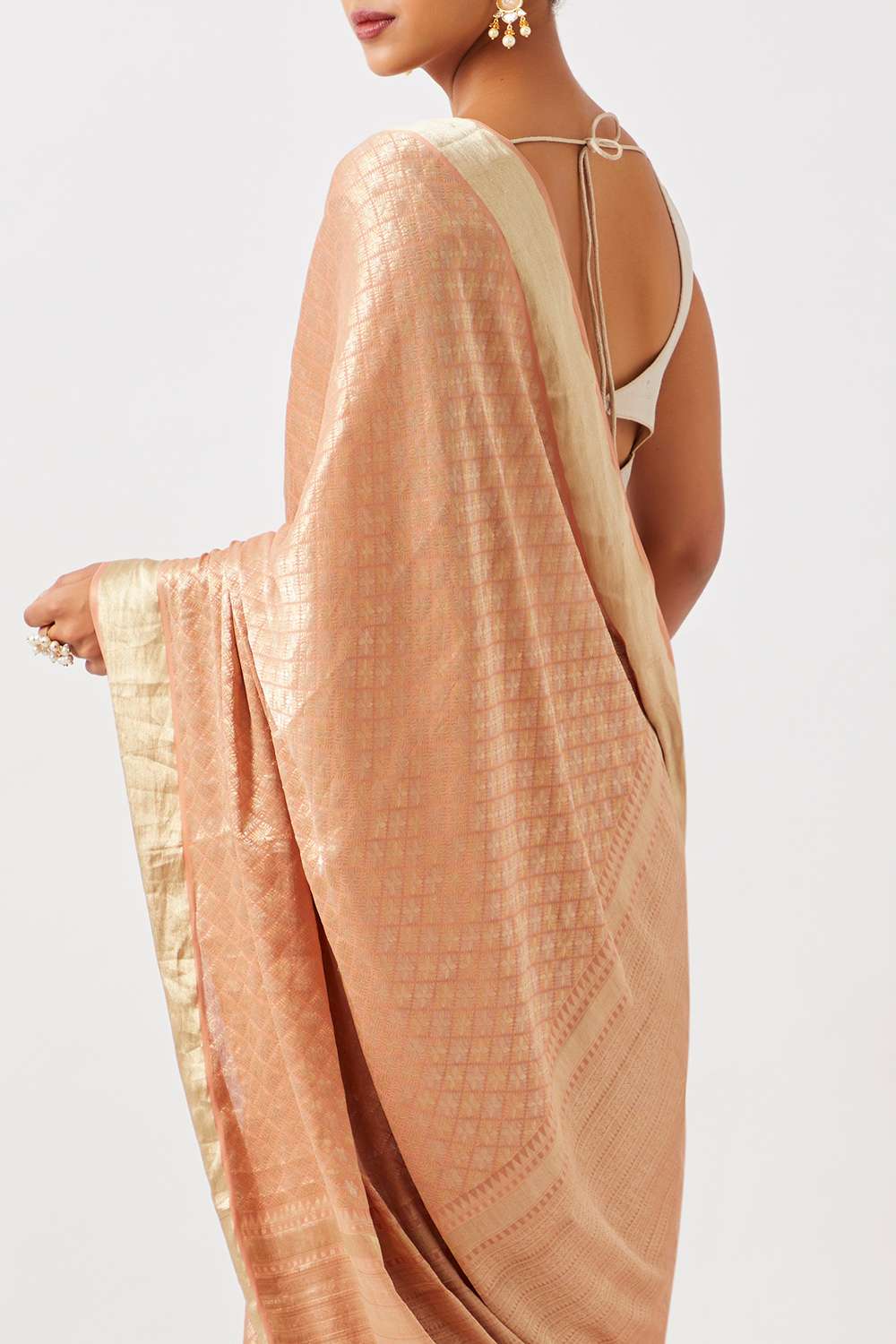 Light Orange Pure Georgette Woven Saree image number null