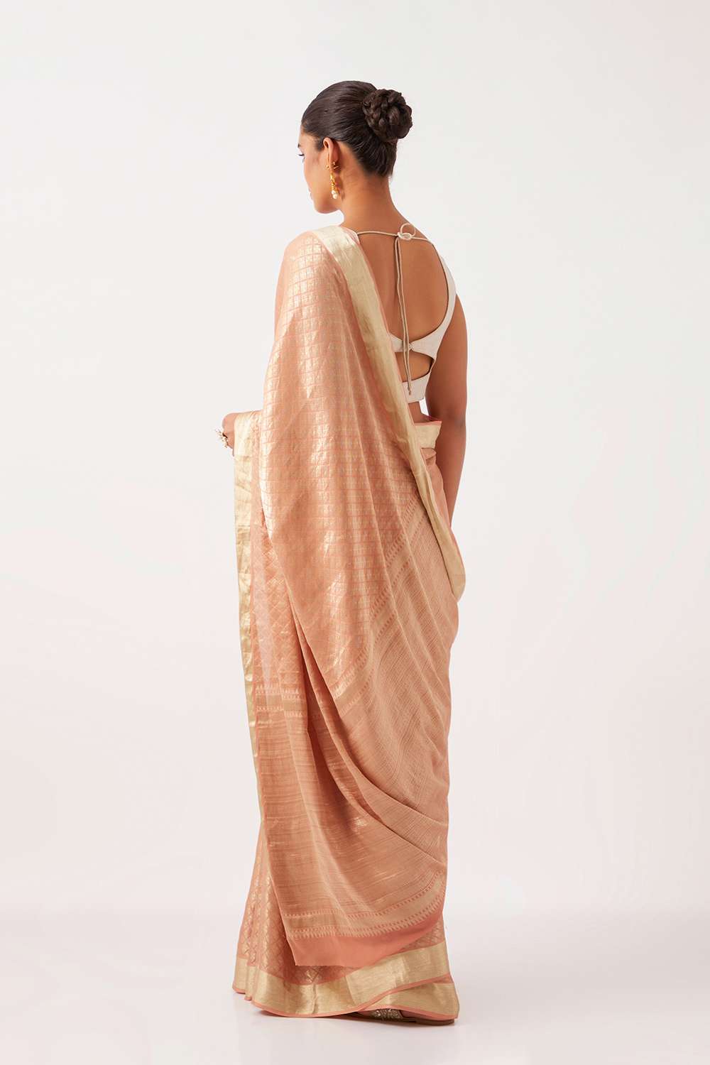 Light Orange Pure Georgette Woven Saree image number null