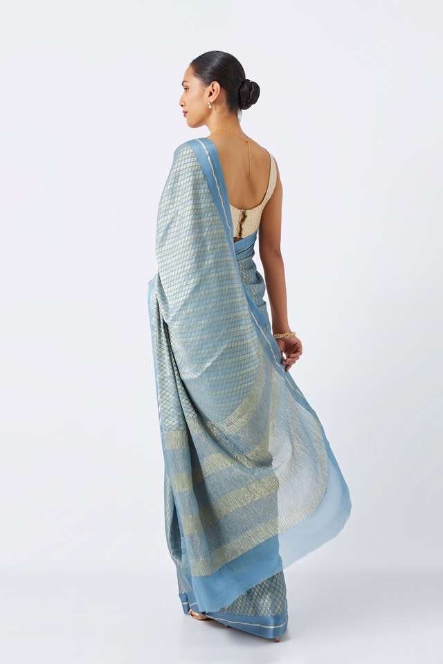Grey Pure Georgette Woven Saree thumbnail image number null